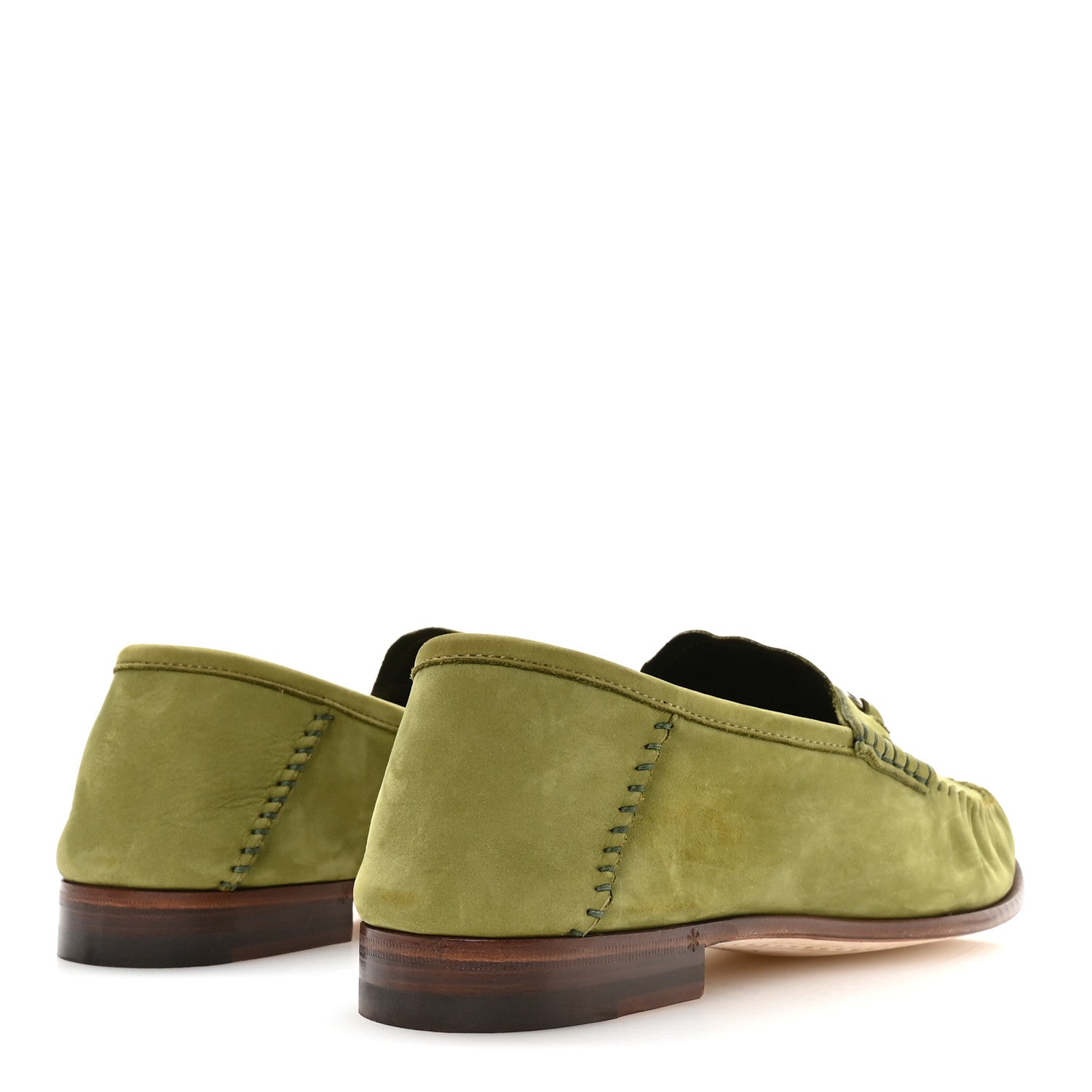 Gucci Nubuck Womens Horsebit Loafers 38.5 Herbs Light Green 5 of 9