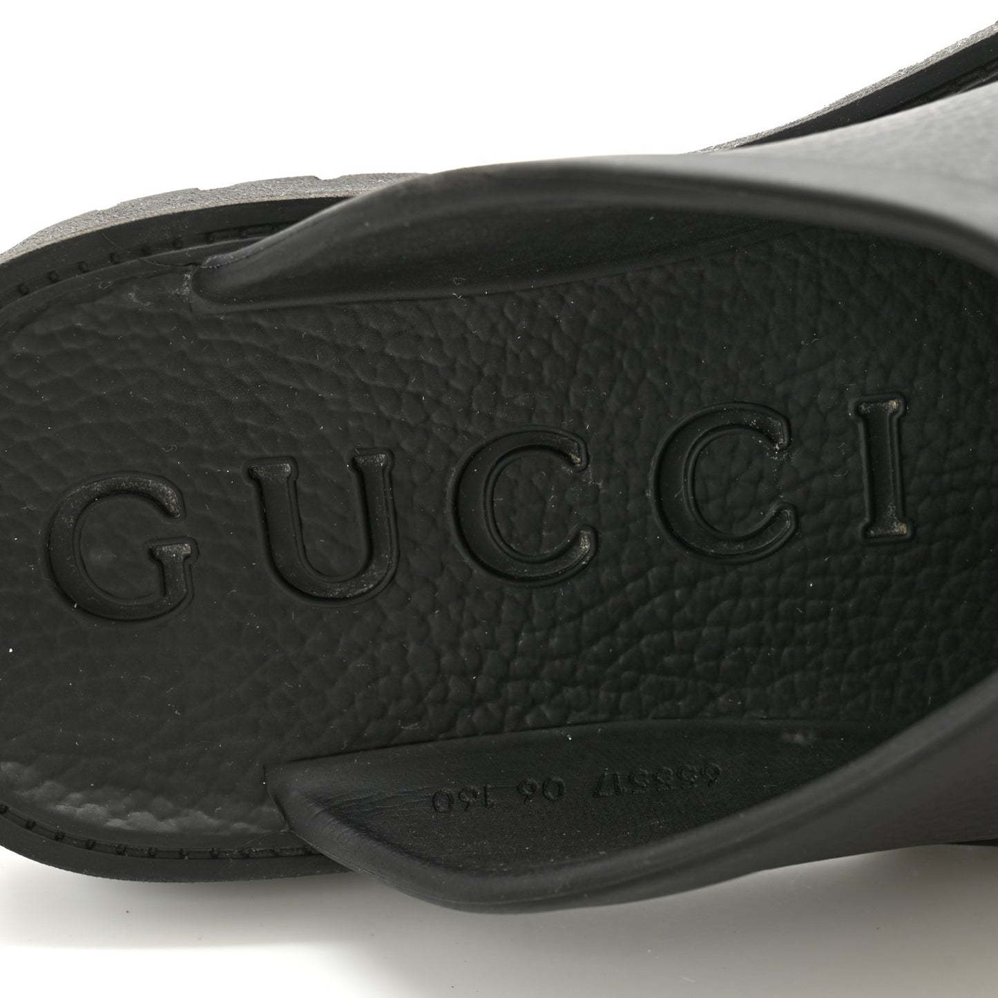 Rubber GG Monogram Perforated Mens Slip On Sandals 6 Black