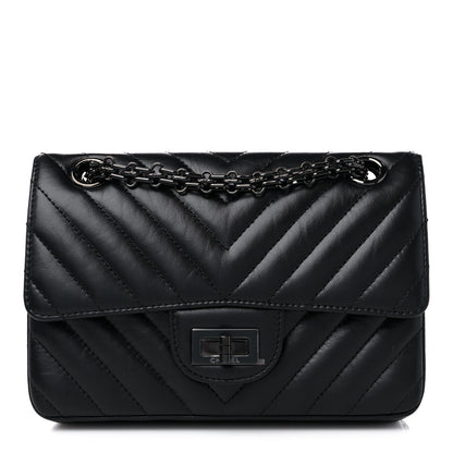 Chanel Aged Calfskin Chevron Quilted 2.55 Reissue Mini Flap So Black 1 of 10