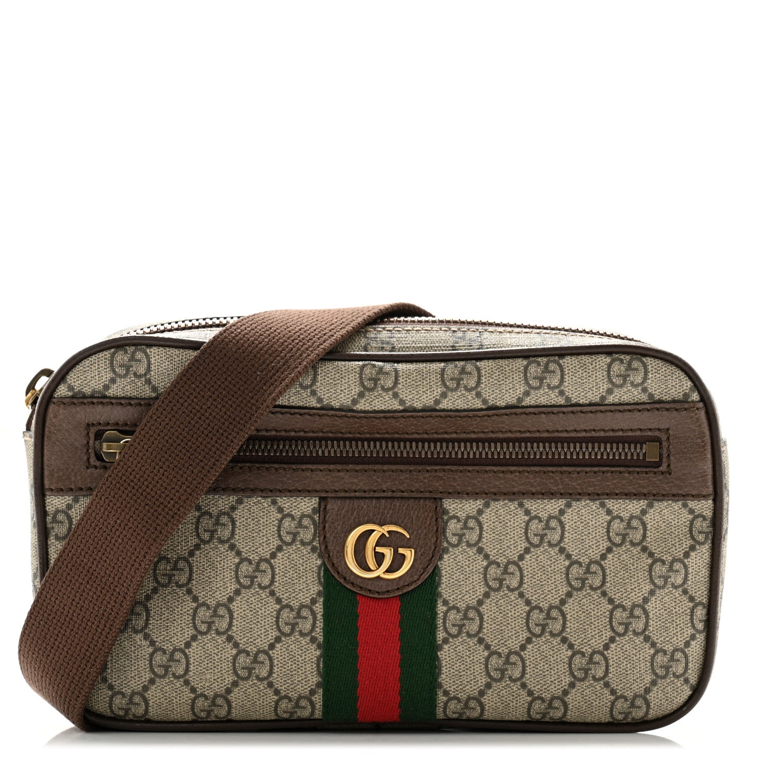 Gucci Soft GG Supreme Monogram Medium Ophidia Belt Bag Dark Brown 1 of 11