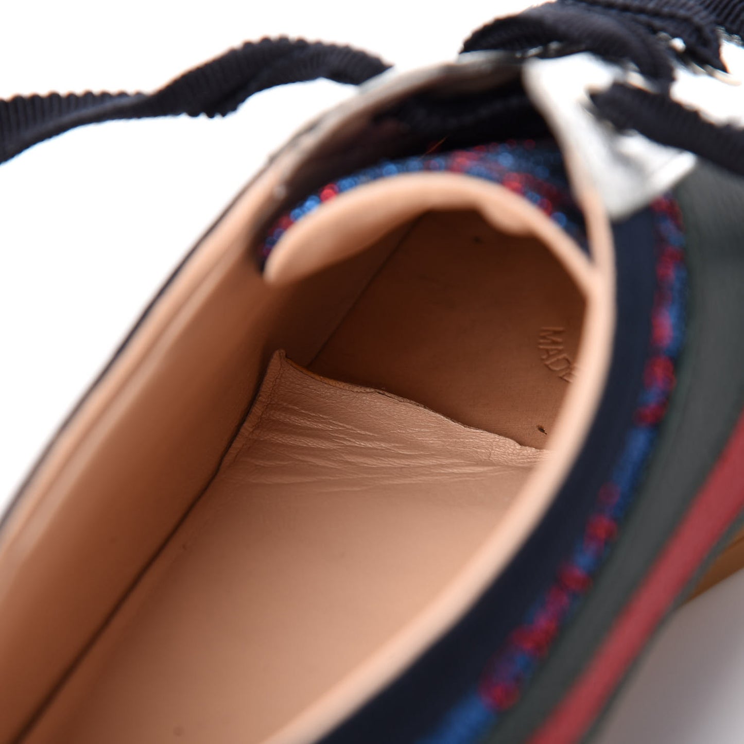 Lurex Calfskin Web GG Monogram Womens Falacer Sneakers 39.5 Iridescent Blue Iridescent Red Silver
