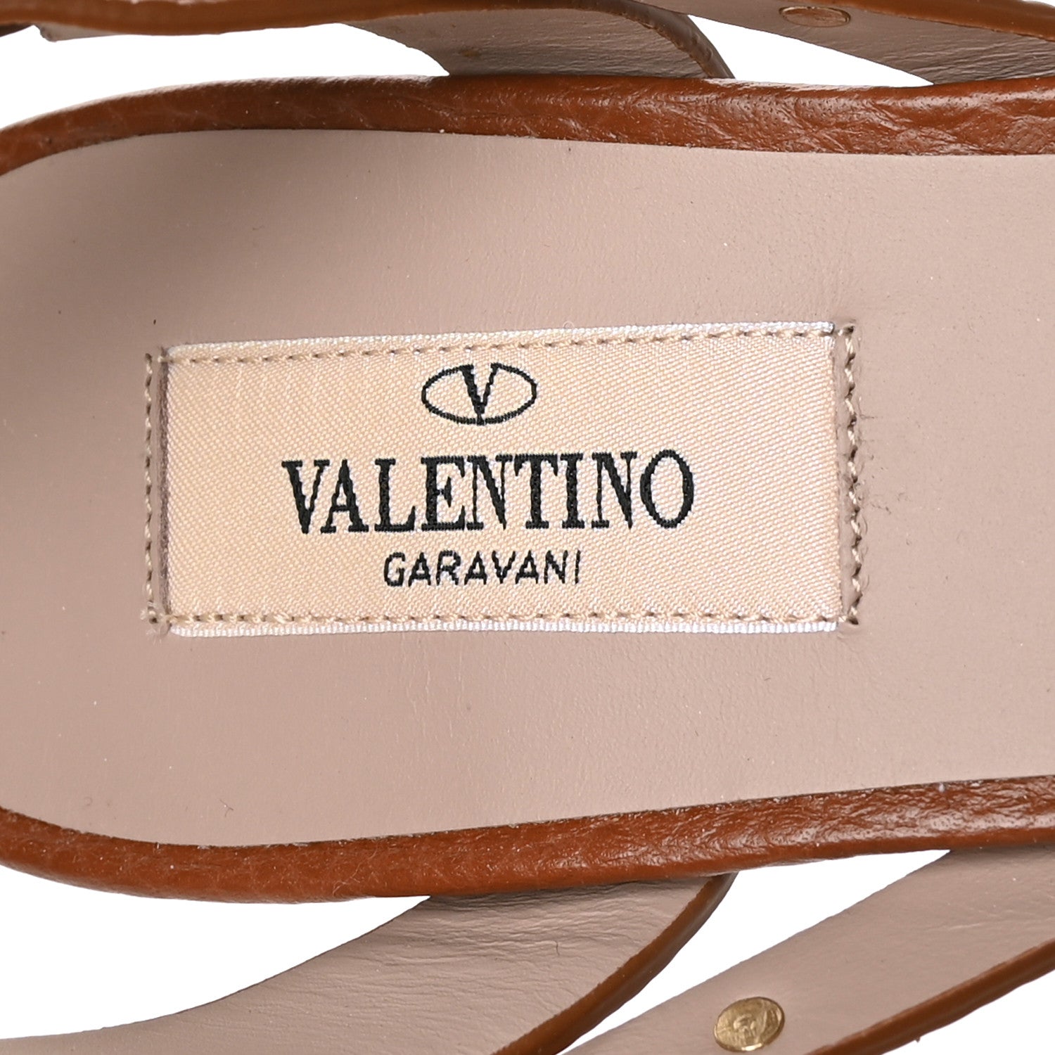 Valentino Garavani Pebbled Calfskin Rockstud Ankle Strap 60mm Sandals 39 Bright Cognac 6 of 7