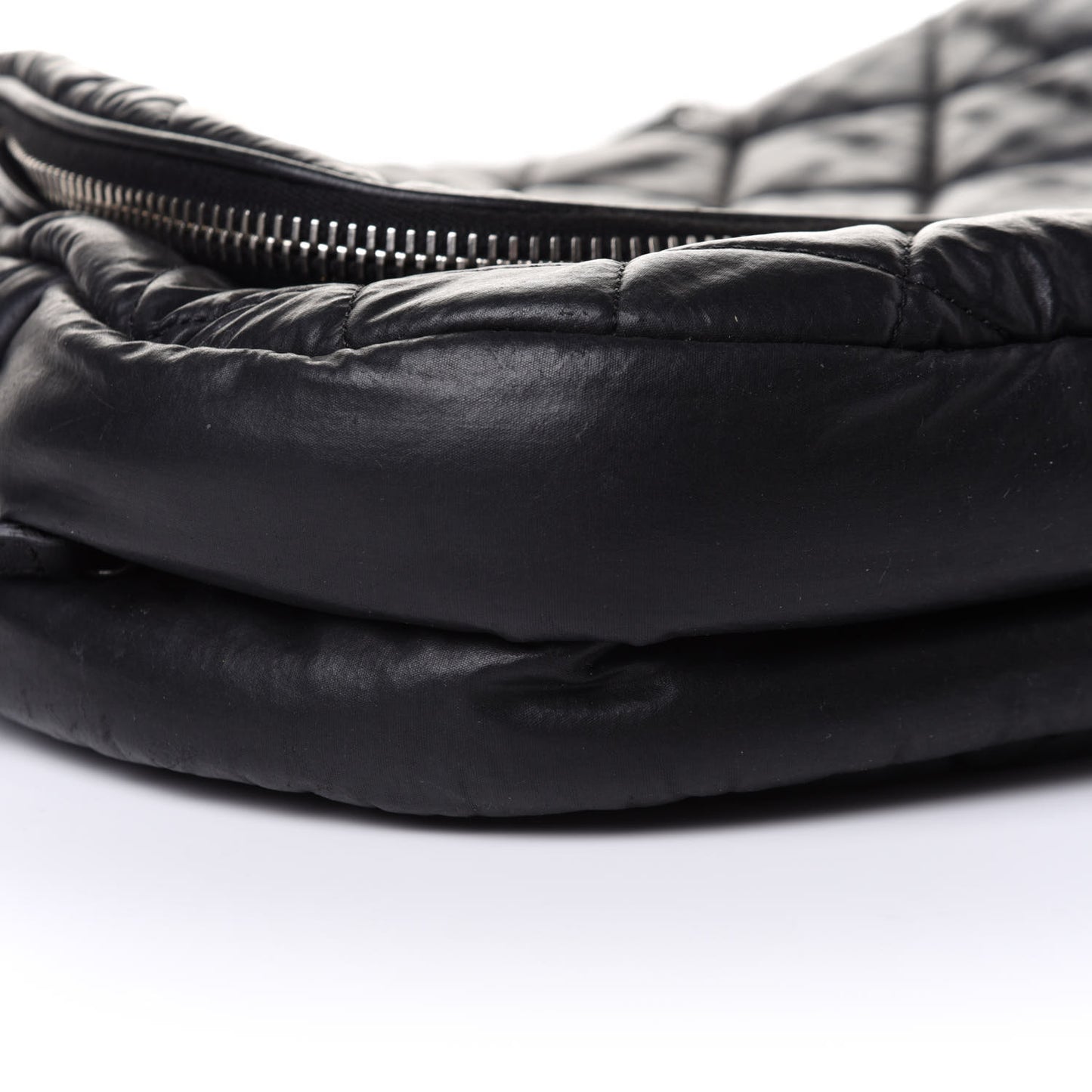 Coated Canvas Quilted Expandable Messenger Black
