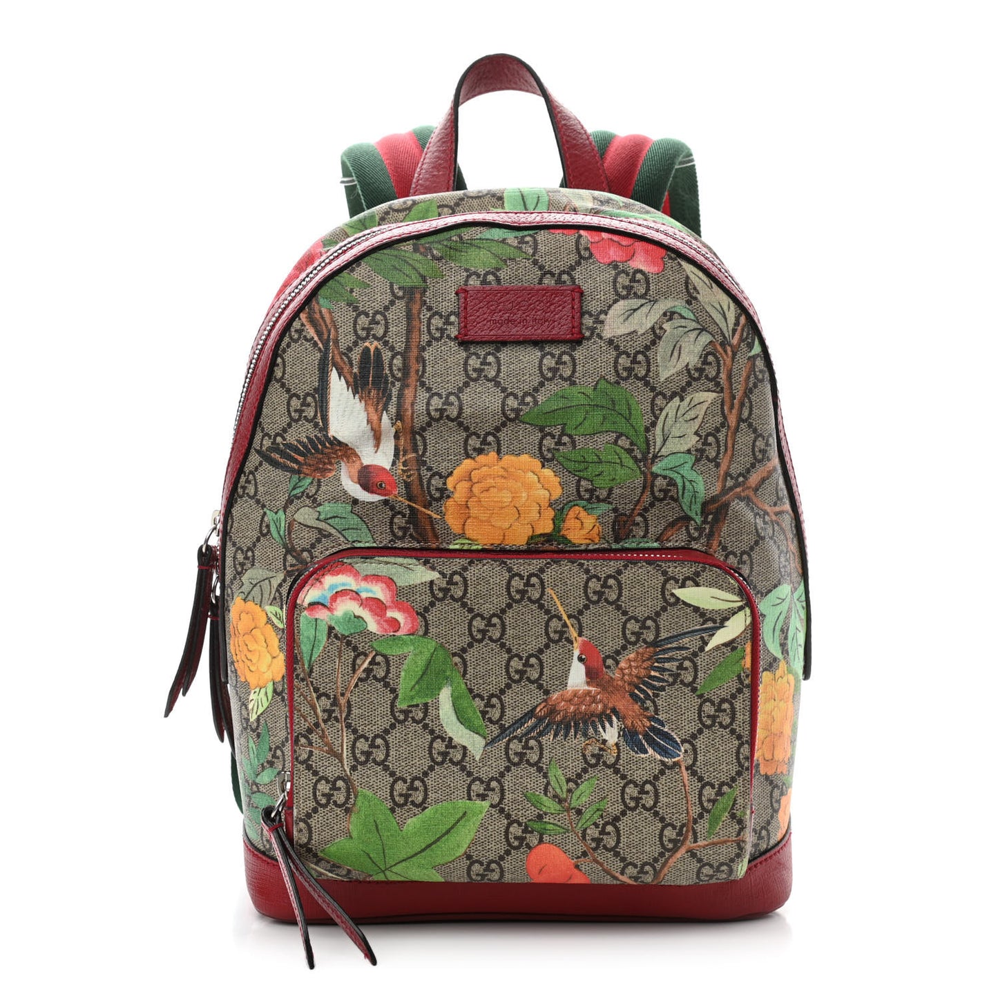 GG Supreme Monogram Tian Web Small Day Backpack Beige Multicolor Red