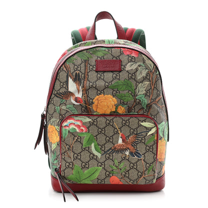 Gucci GG Supreme Monogram Tian Web Small Day Backpack Beige Multicolor Red 1 of 12