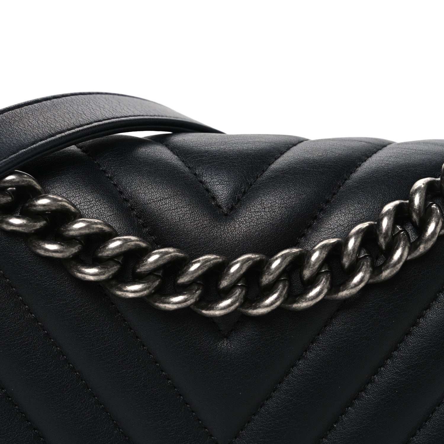 Chanel Calfskin Chevron Quilted Medium Boy Flap Black 8 of 10
