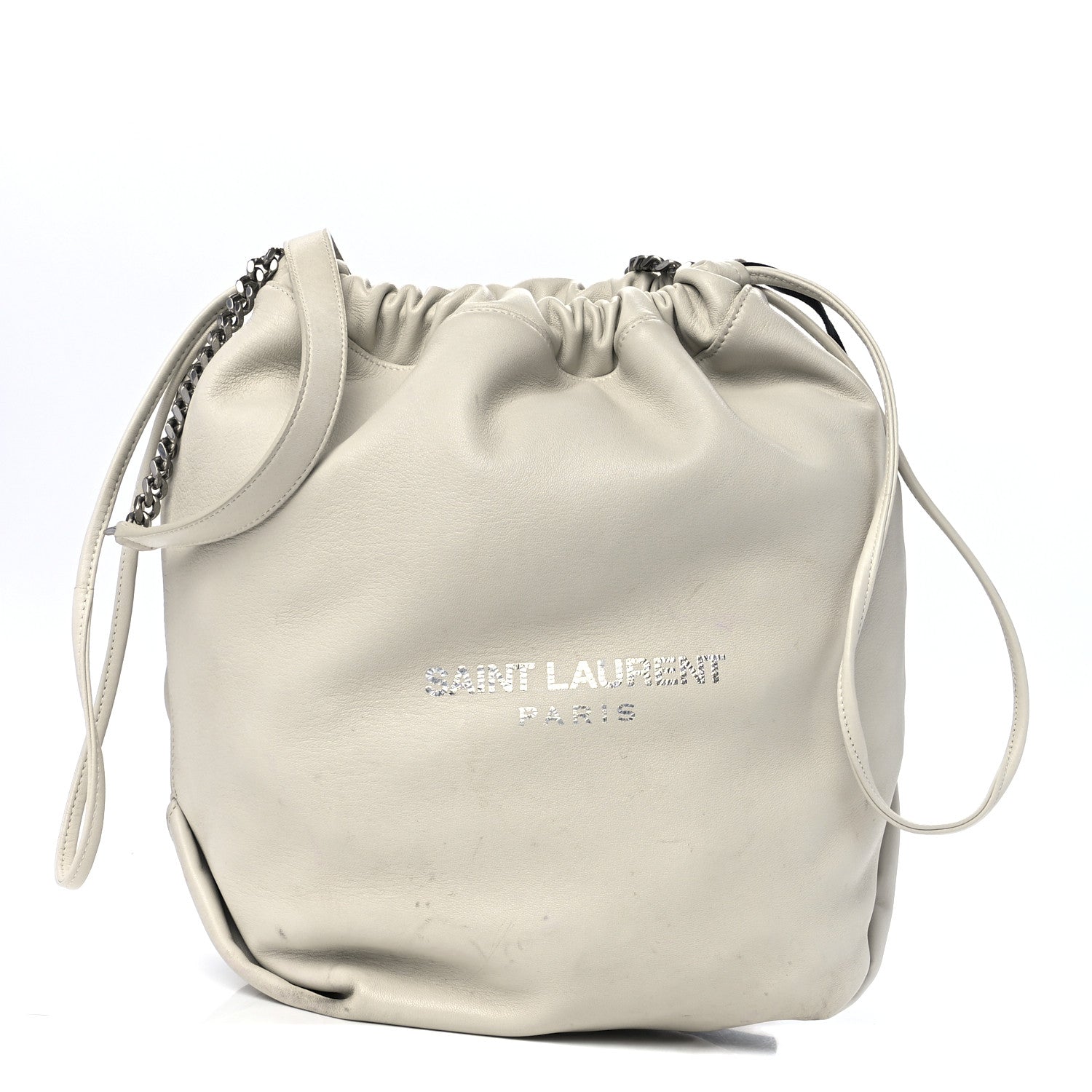 Saint Laurent Lambskin Teddy Drawstring Bag Crema Soft 3 of 15