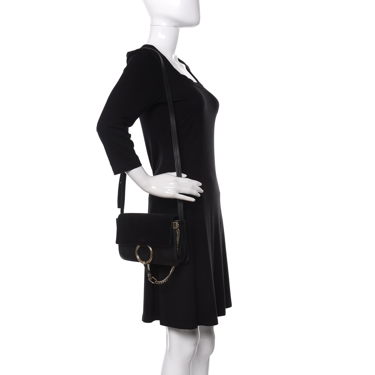 Chloe Suede Calfskin Small Faye Shoulder Bag Black 2 of 9