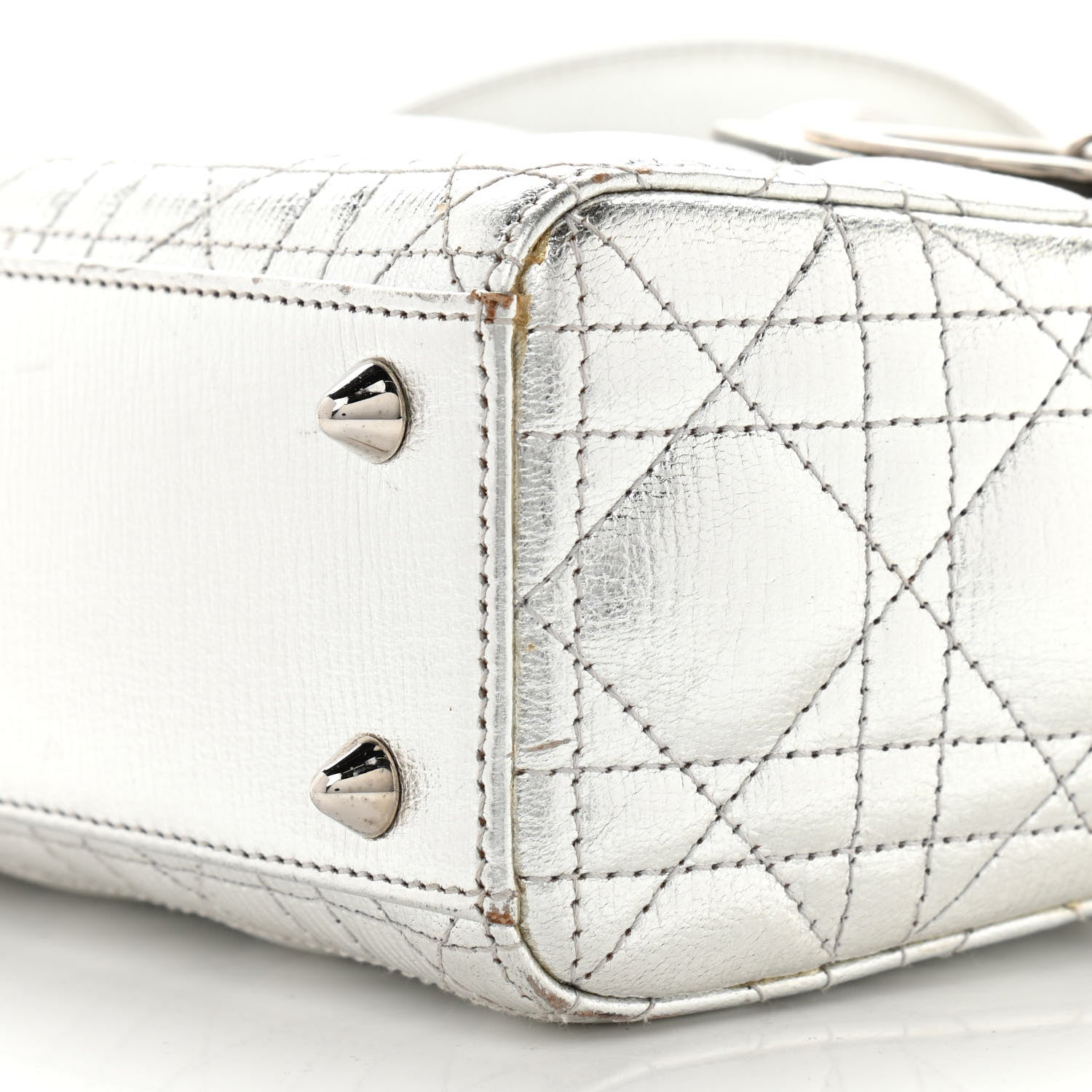 Christian Dior Metallic Grained Calfskin Cannage Small Lucky Badges My Lady Dior Silver 10 of 15