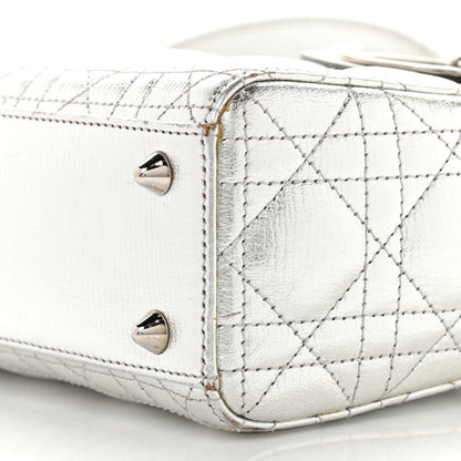 Christian Dior Metallic Grained Calfskin Cannage Small Lucky Badges My Lady Dior Silver 10 of 15