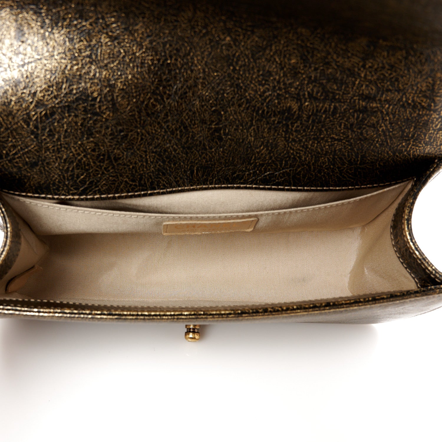 Chanel Cracked Metallic Calfskin Quilted Medium Boy Flap Gold 5 of 10