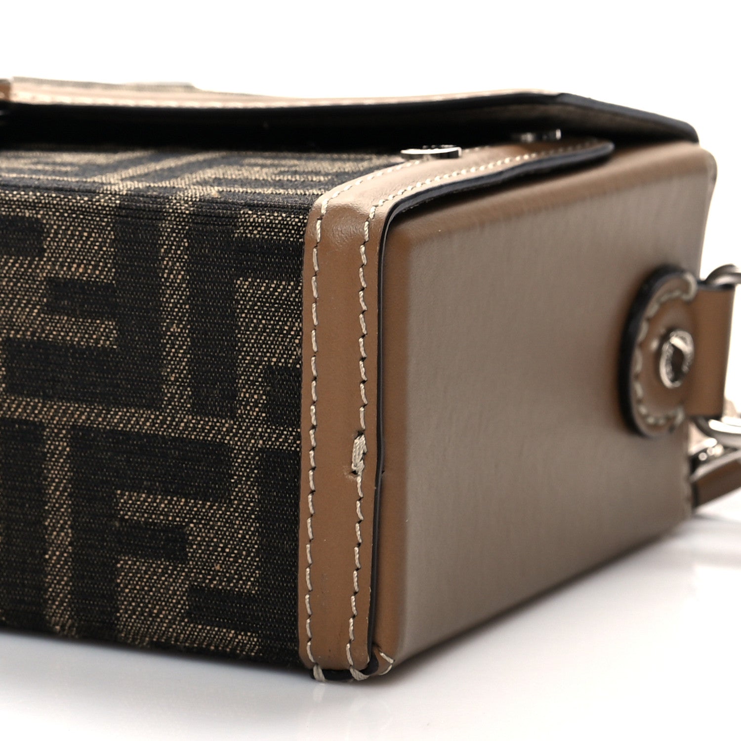 Fendi Recycled Fabric Jacquard Vitello King FF 1974 Baguette Soft Trunk Tobacco Moro Sand 8 of 8