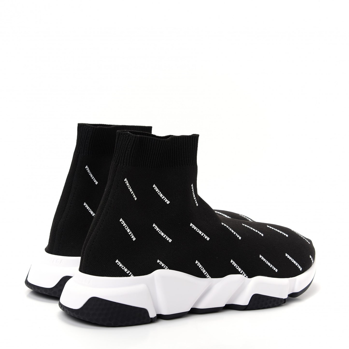 Neoprene Knit Allover Logo Bi-Color Sole Mens Speed Sneakers 42 Black White