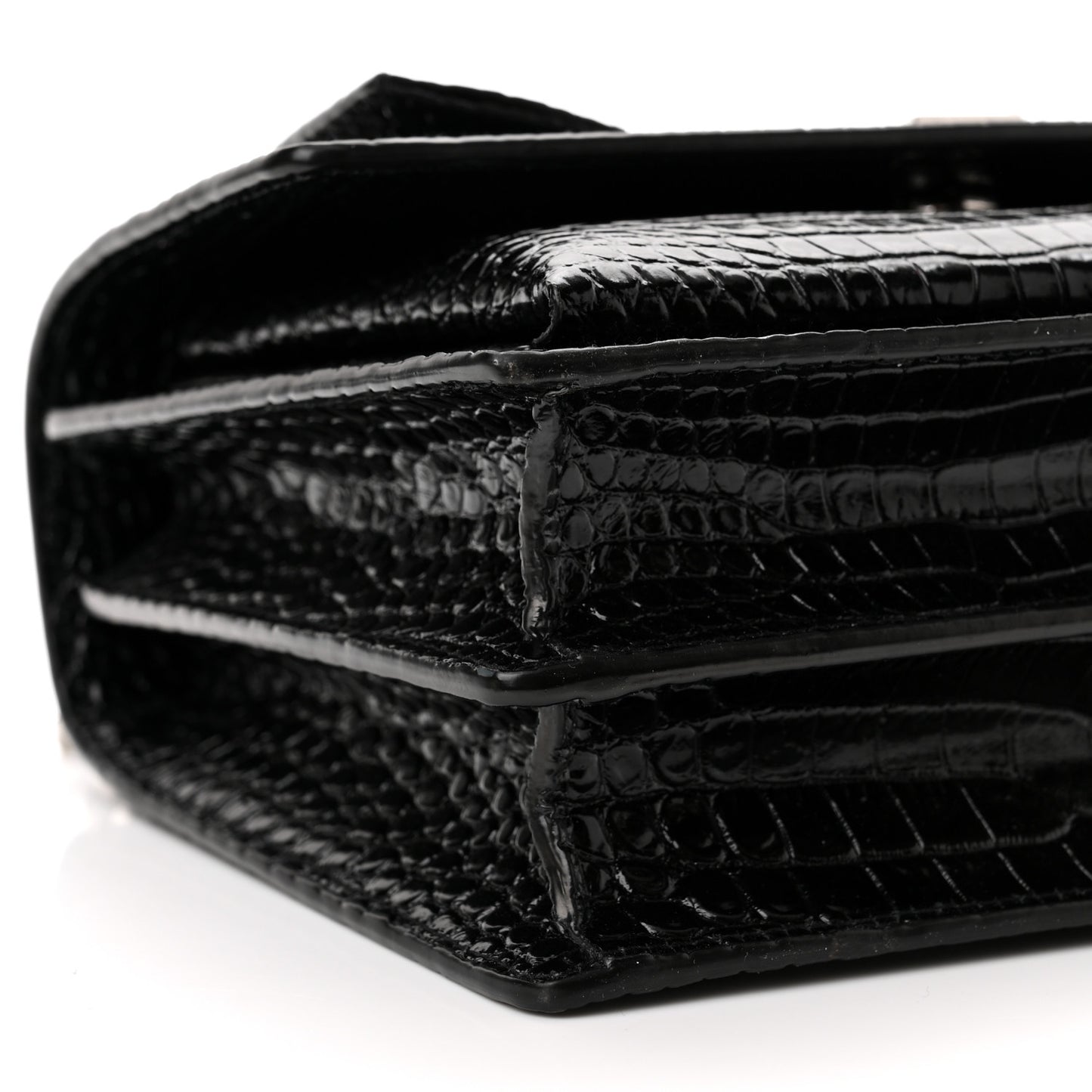 Calfskin Crocodile Embossed Medium Monogram Sunset Black