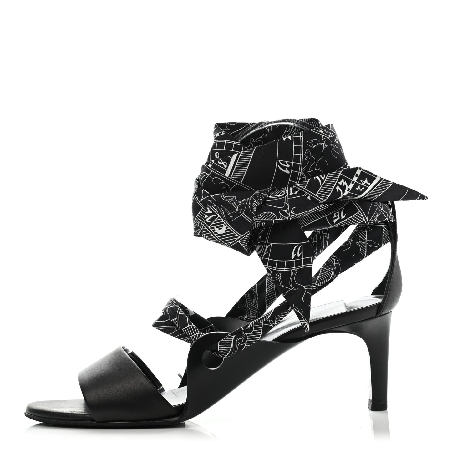 Calfskin Silk Torsade Sandals 38 Black