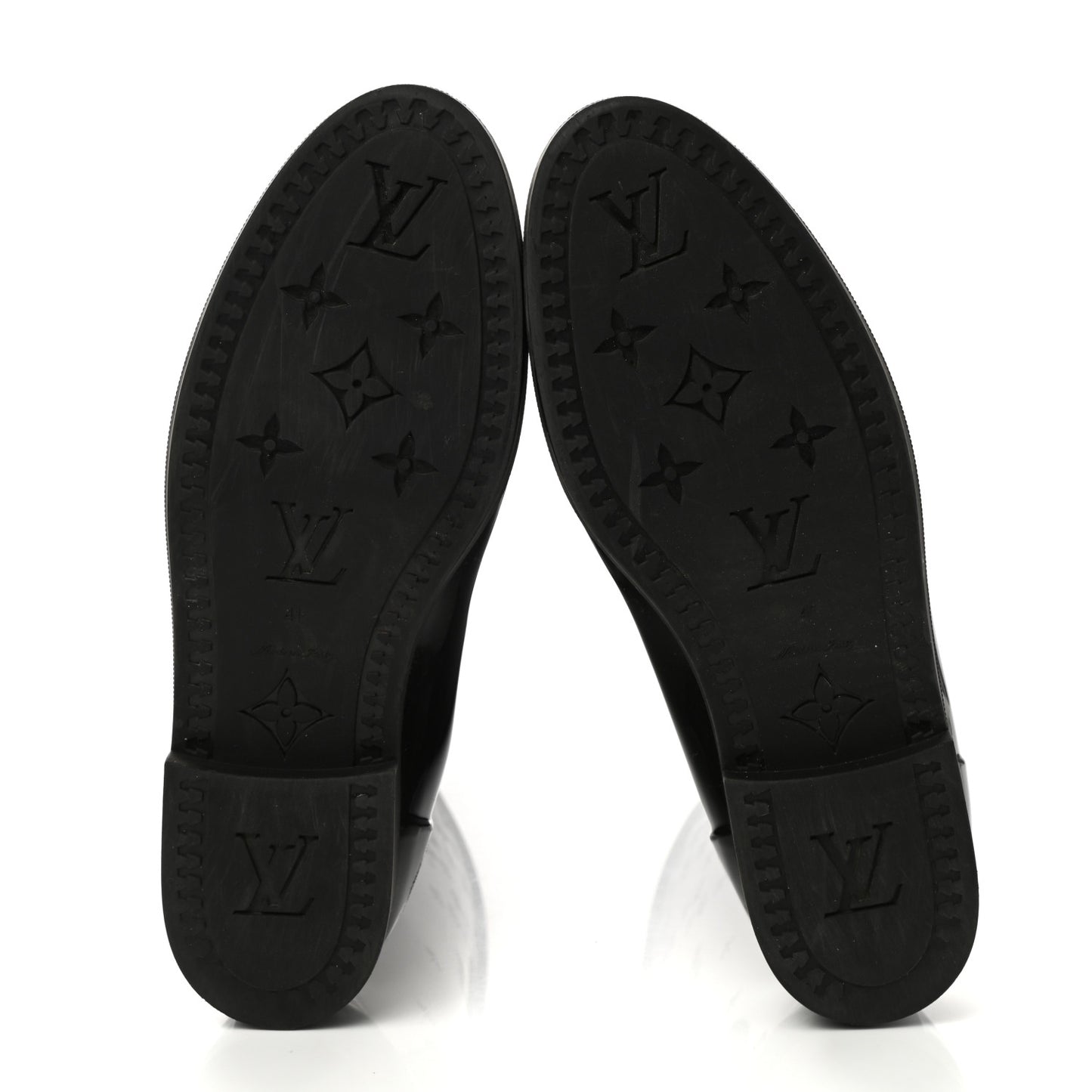 Rubber Embossed Monogram Drops High Rain Boots 41 Black