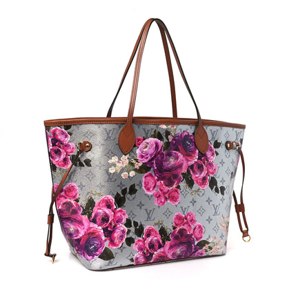 Louis Vuitton Metallic Monogram LV Garden Neverfull MM Silver 3 of 8