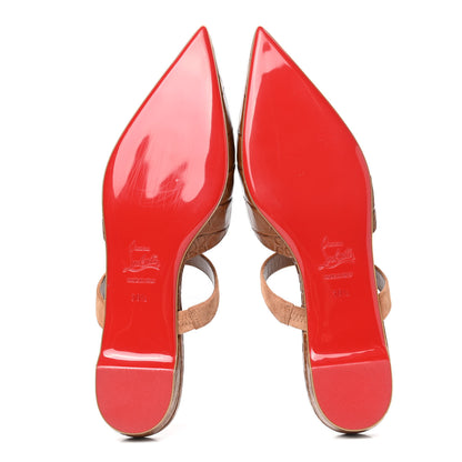 Christian Louboutin Calfskin Crocodile Embossed Choc Lock Flats 38.5 Biscotto 5 of 7
