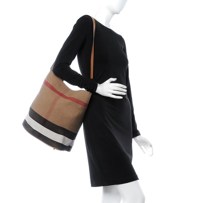 Burberry Canvas Mega Check Medium Ashby Hobo Saddle Brown 3 of 10