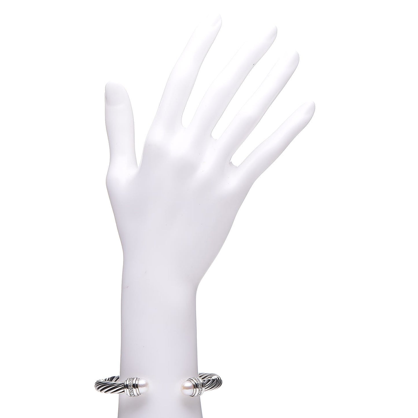 Sterling Silver Diamond Pearl 7mm Cable Classics Bracelet