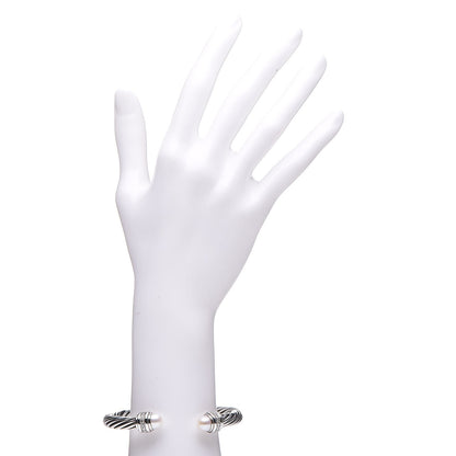 David Yurman Sterling Silver Diamond Pearl 7mm Cable Classics Bracelet 2 of 5