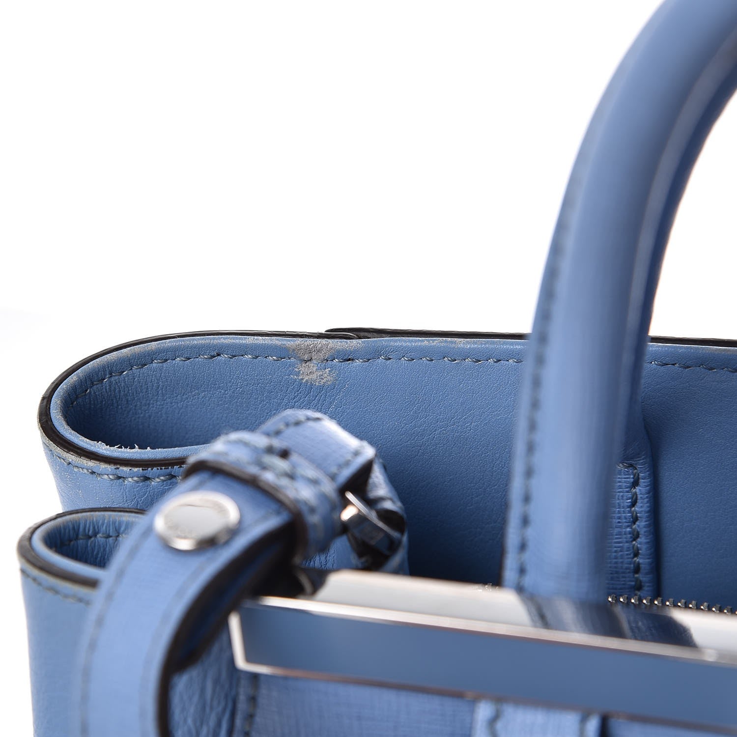 Fendi Vitello Elite Flamingo Petite 2Jours Tote Azzurro Nebula 9 of 15