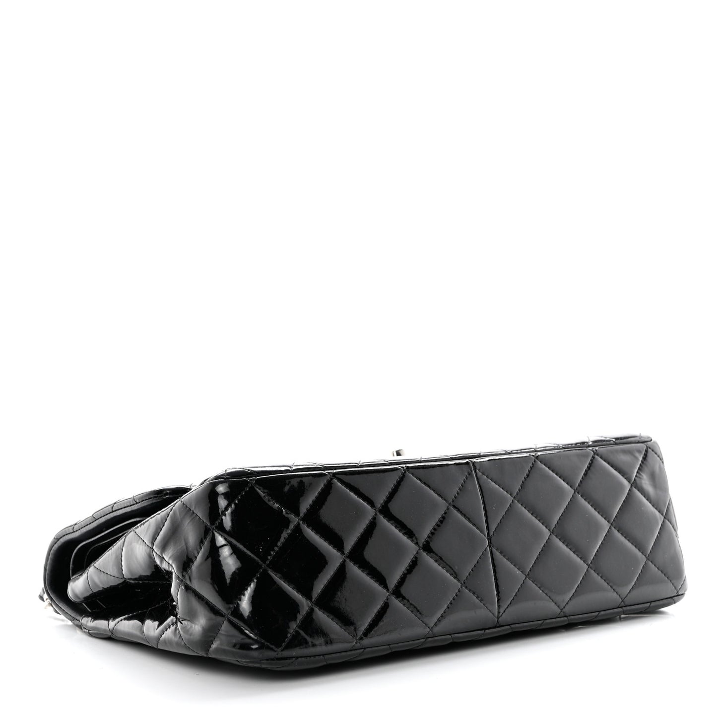 Patent Quilted Jumbo Double Flap Black