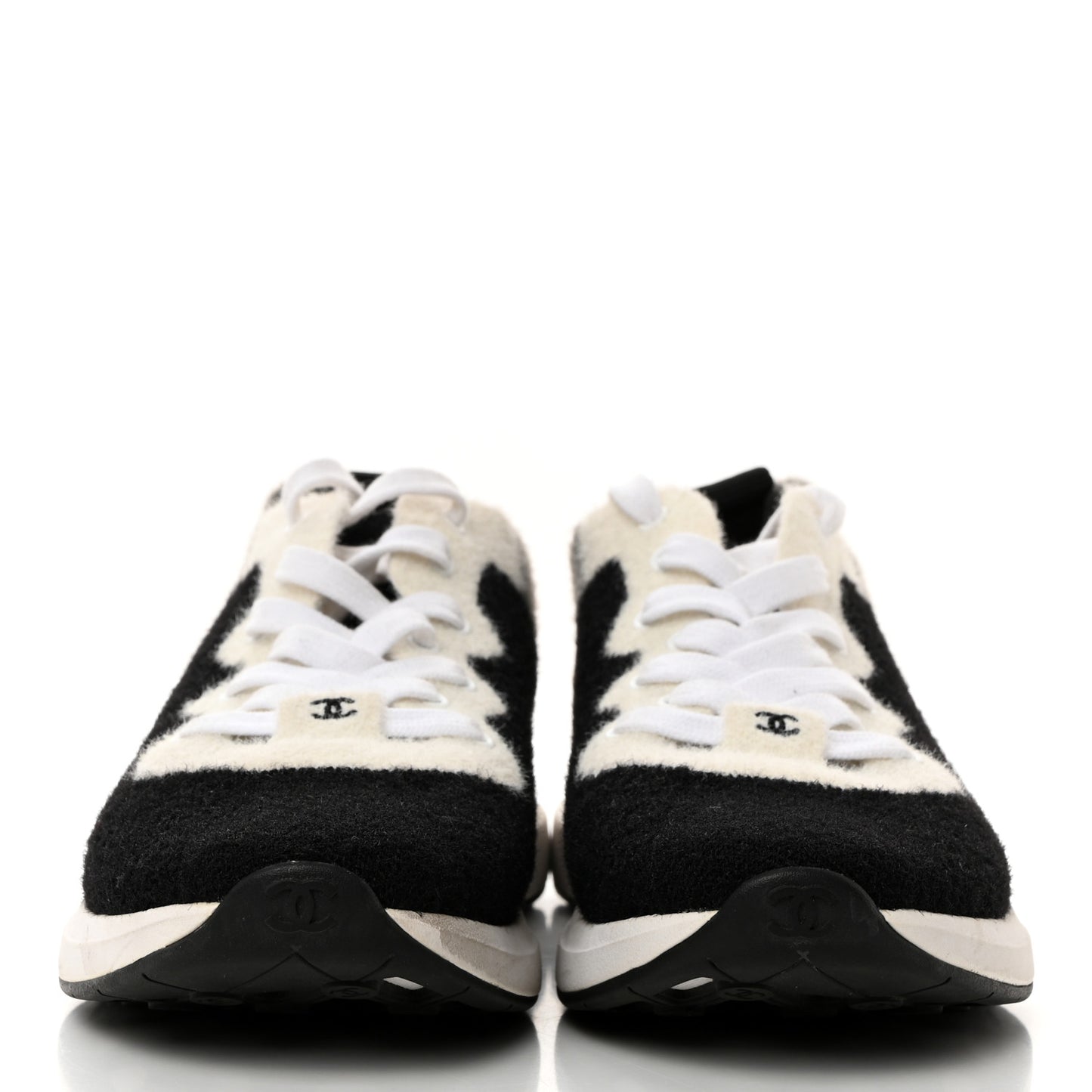 Mixed Fabrics Knit Sneakers 37.5 Black Grey White