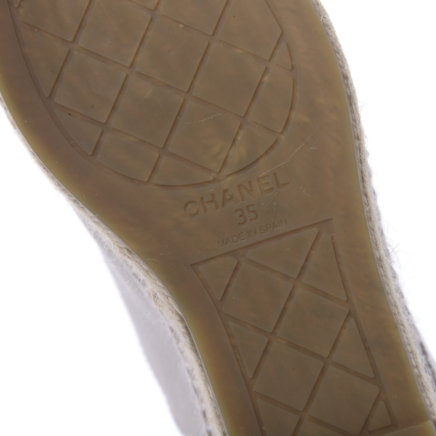 Chanel Grained Calfskin CC Espadrilles 35 Beige Black 6 of 10