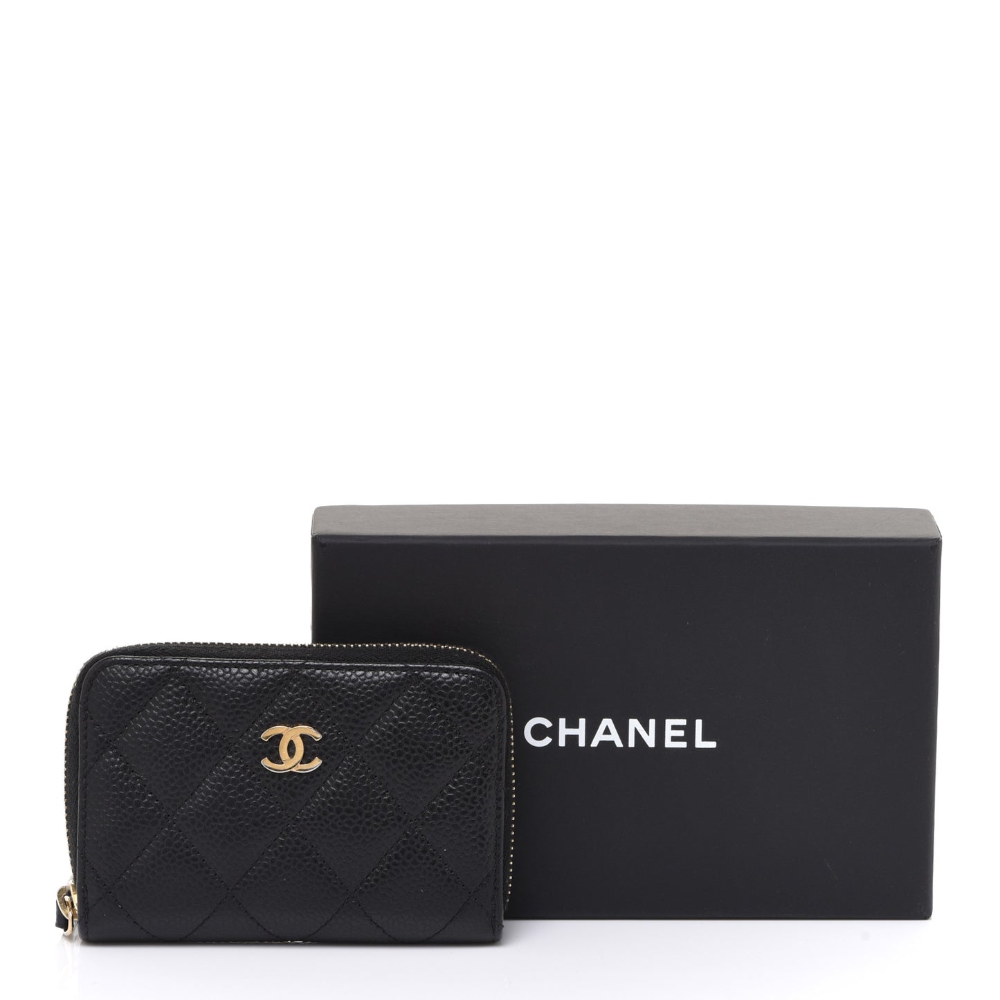 Caviar Quilted Zip Coin Purse Black