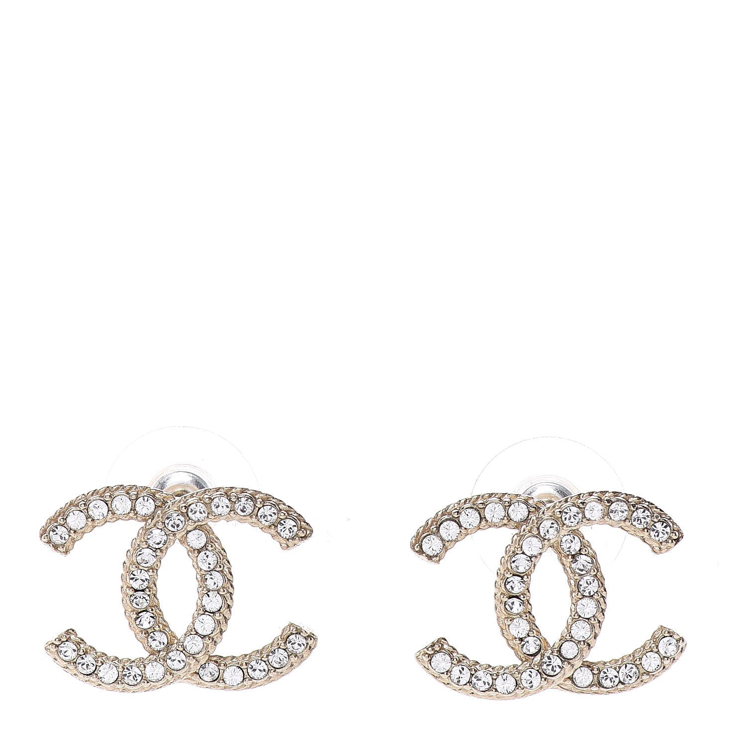 Chanel Crystal CC Earrings Gold 1 of 5