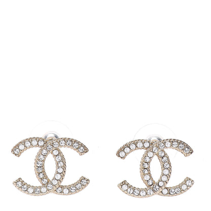Chanel Crystal CC Earrings Gold 1 of 5