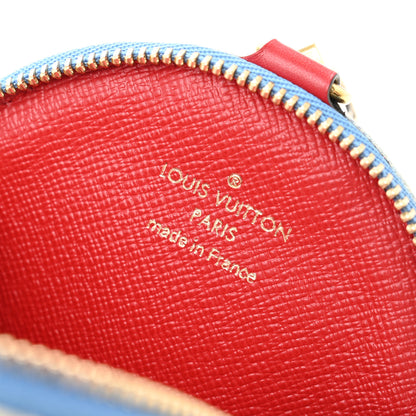 Louis Vuitton Denim Damier Monogram Patchwork Multi Pochette Accessories Coin Purse Blue Rouge 6 of 9