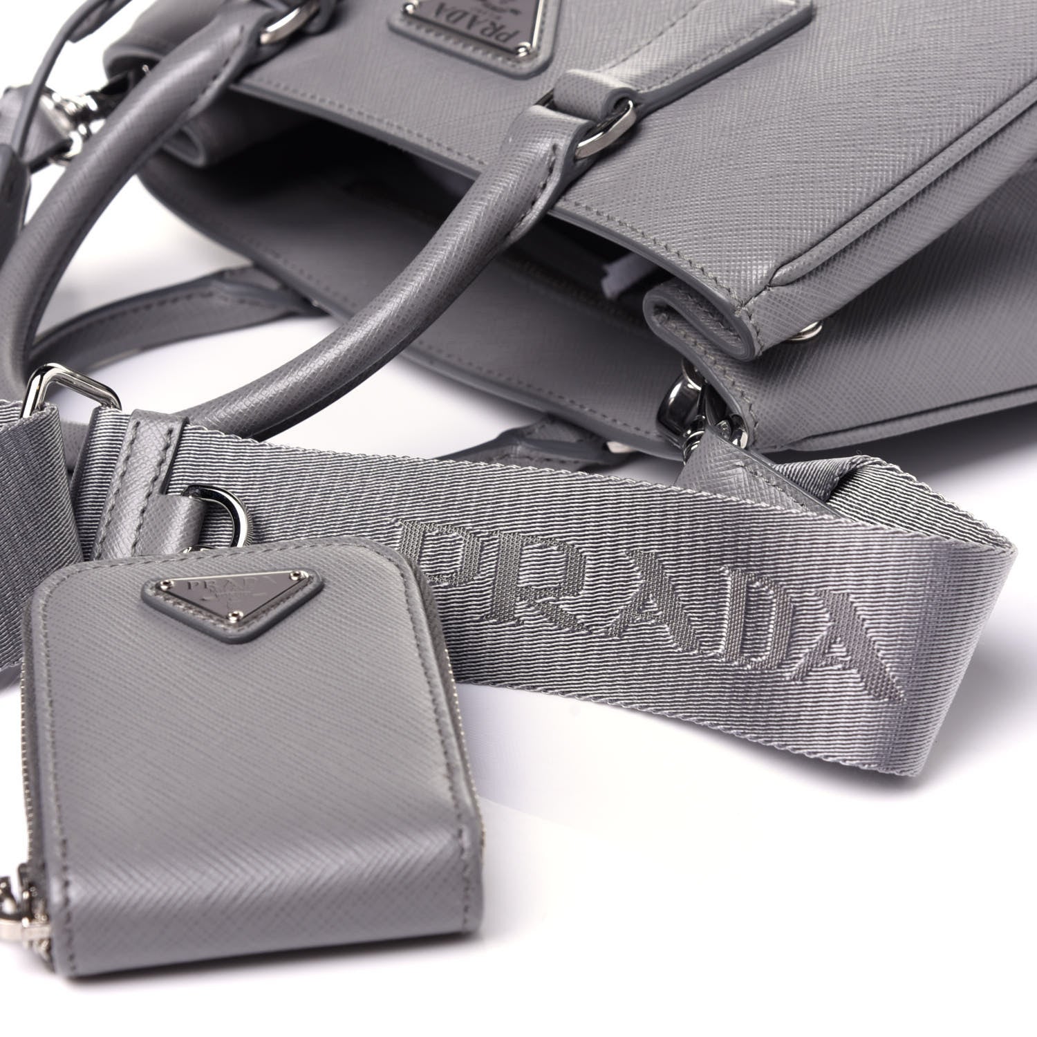 Prada Saffiano Lux Micro Galleria Shoulder Bag Ardesia 14 of 14