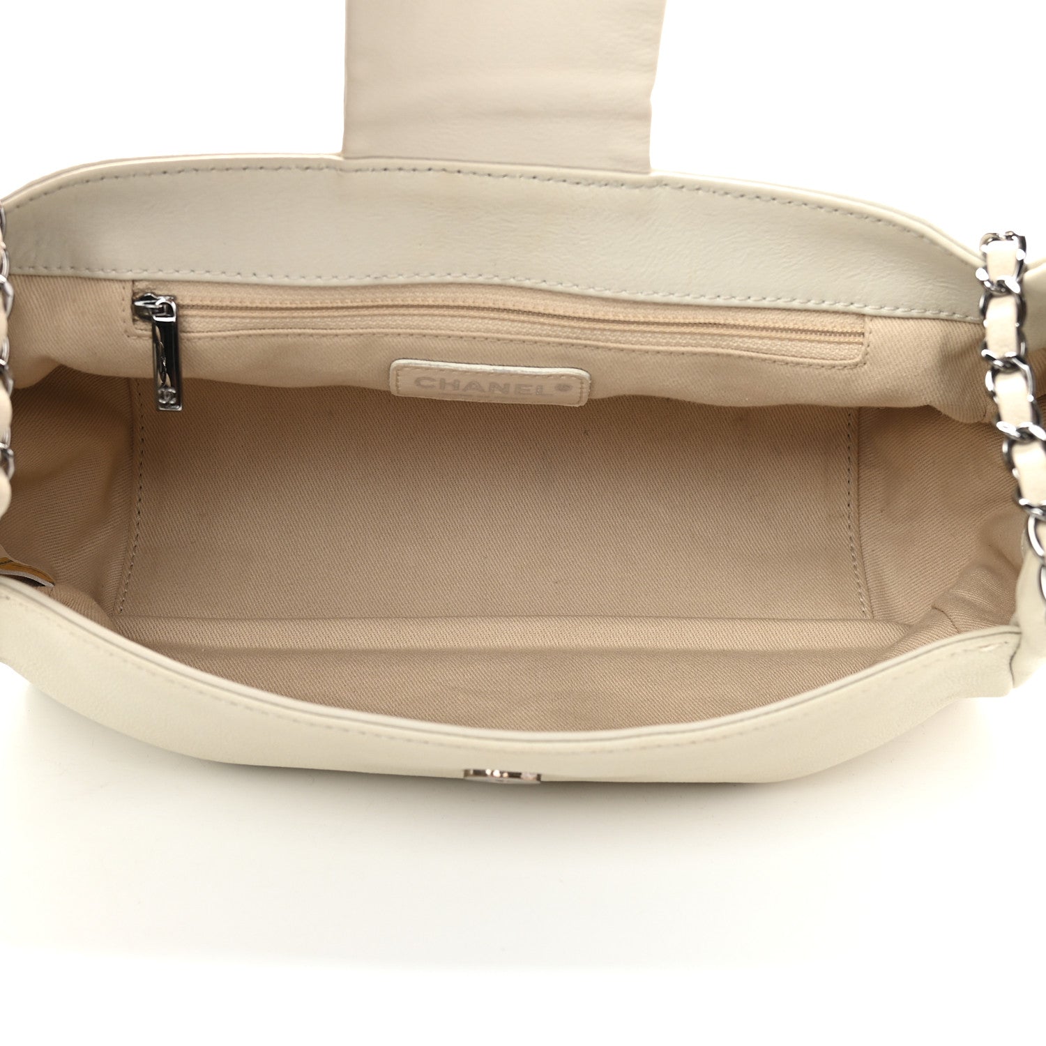 Chanel Calfskin Diamond Stitch Accordion Flap White 5 of 13