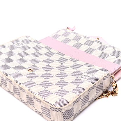 Louis Vuitton Damier Azur Pochette Felicie Chain Wallet Rose Ballerine 6 of 8