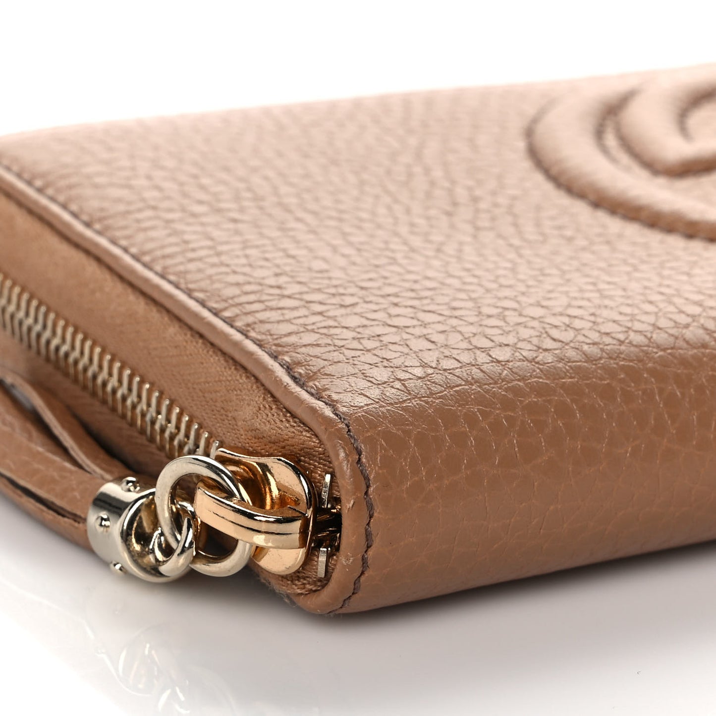 Pebbled Calfskin Soho Zip Around Wallet Camelia