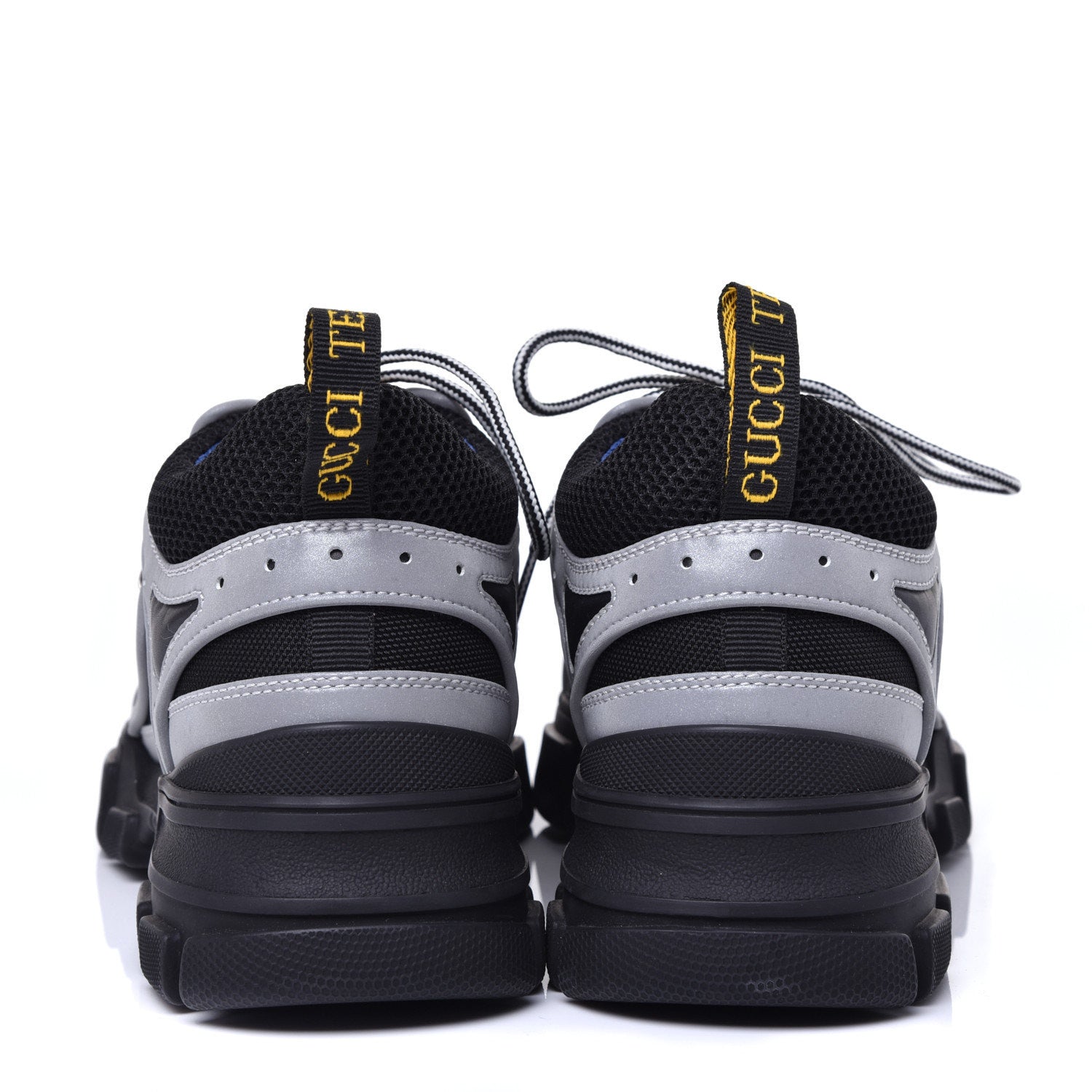 Gucci X SEGA Mesh Technical Canvas Calfskin Reflective Mens Flashtrek Sneakers 9 Silver Black 7 of 10
