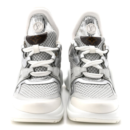 Louis Vuitton Metallic Calfskin Technical Nylon LV Archlight Sneakers 37 White Silver 3 of 9