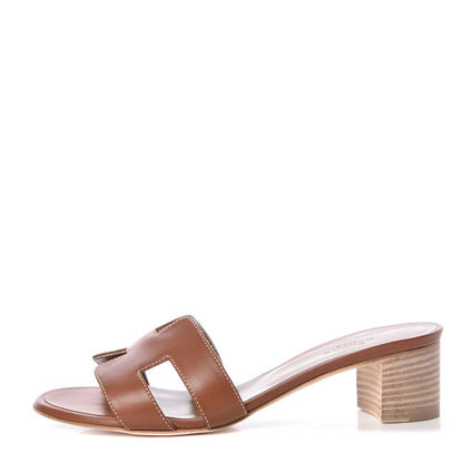 Hermes Calfskin Oasis Sandals 35.5 Gold 1 of 7