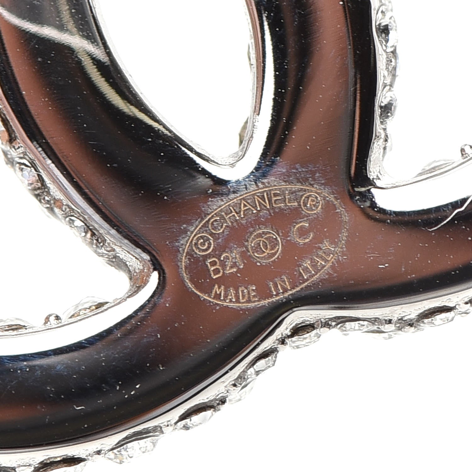 Chanel Crystal CC Treasure Chest Earrings Silver 4 of 5