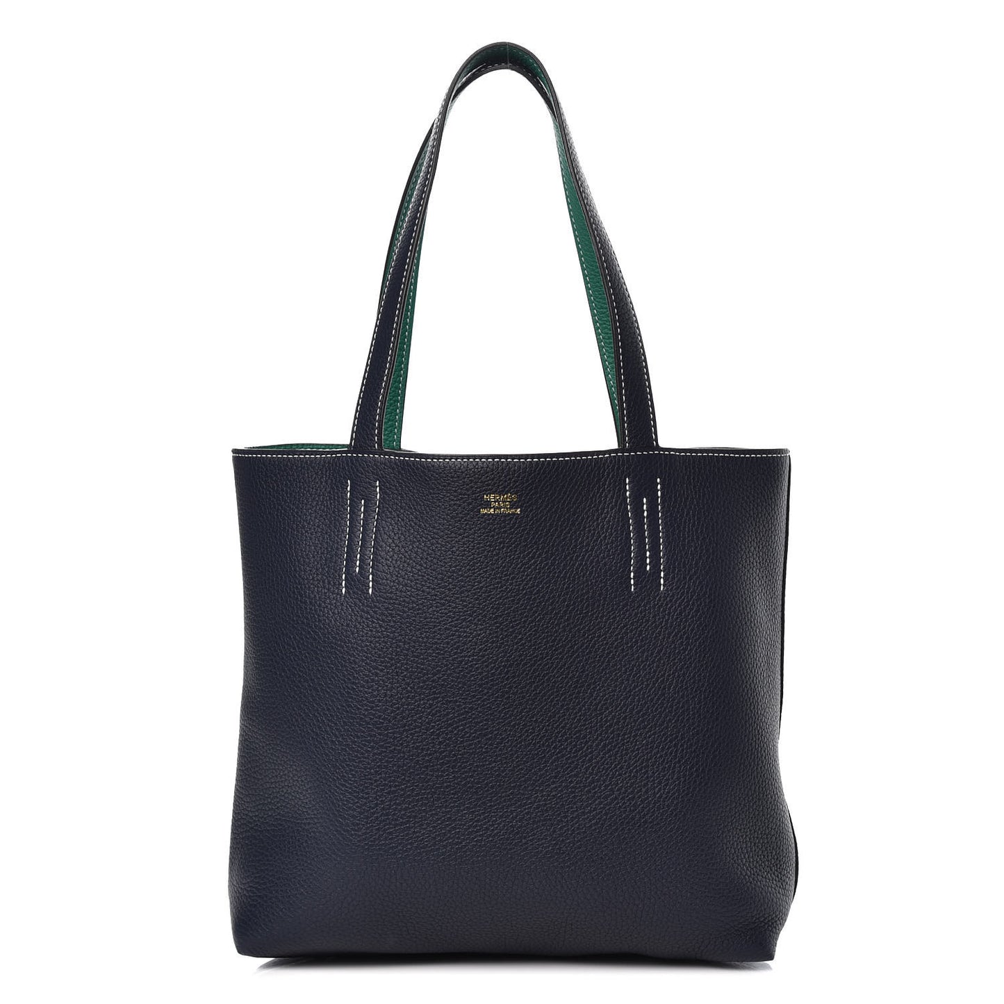 Taurillon Clemence Double Sens 36 Reversible Tote Vert Vertigo Bleu Nuit