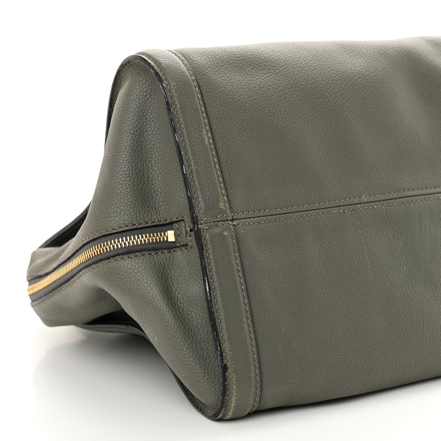 Pebbled Calfskin Large Skull Padlock Zip Around Tote Dark Grey