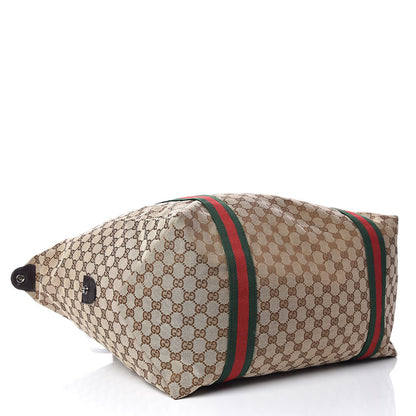 Gucci GG Monogram Web Medium Collapsible Carry On Duffle Beige Brown 4 of 10
