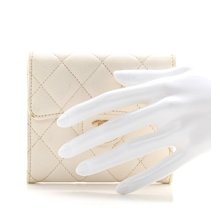 Chanel Caviar Quilted Compact Flap Wallet White 2 of 15