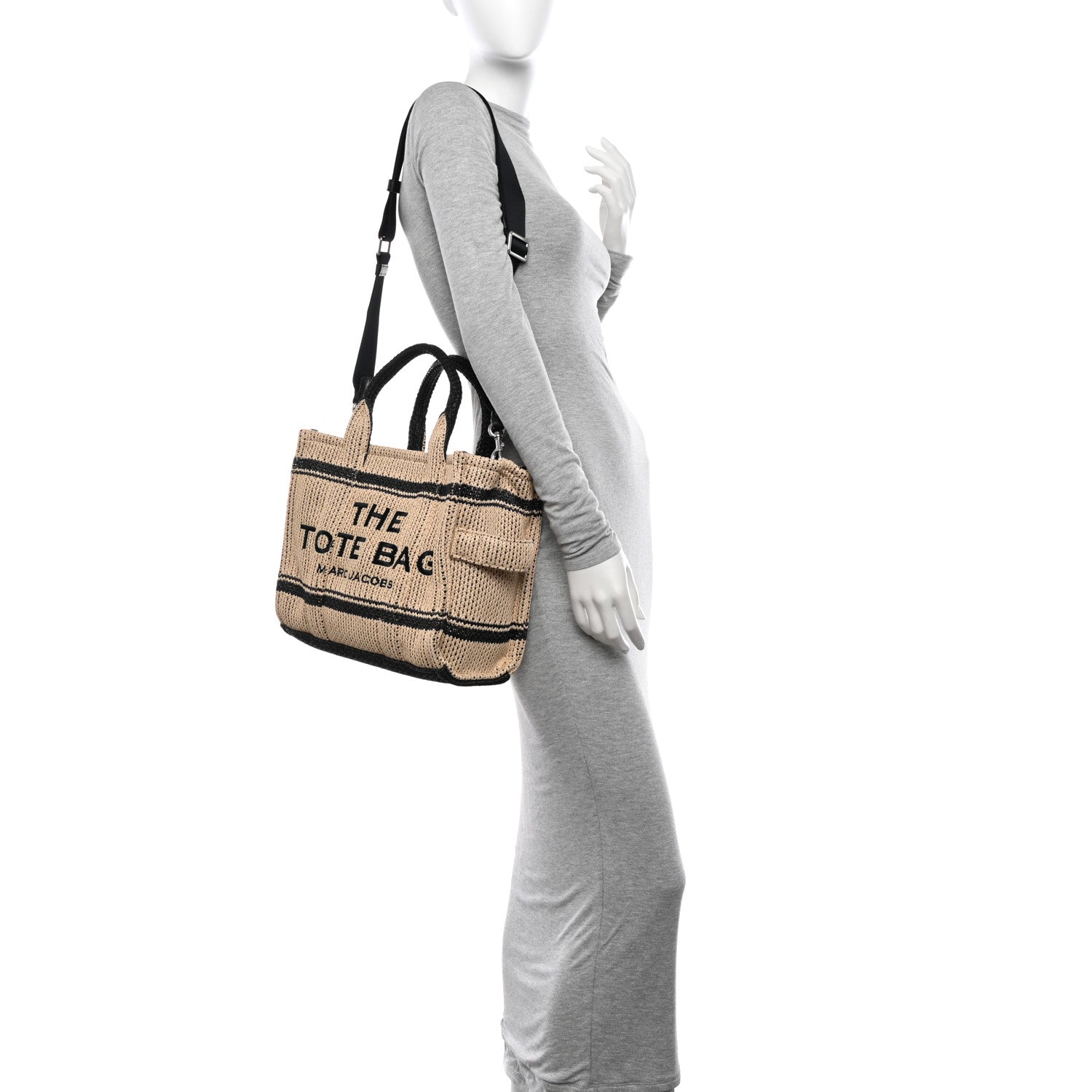 Marc Jacobs Straw Jacquard Medium The Traveler Tote Bag Natural 2 of 11