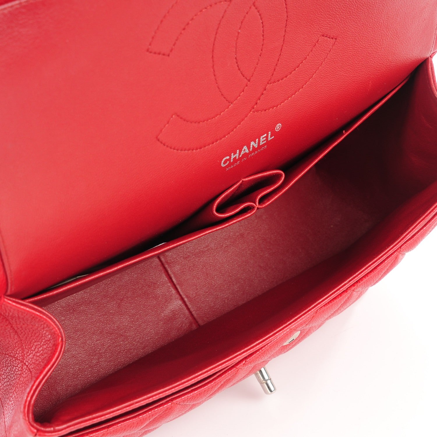 Chanel Caviar Quilted Jumbo Double Flap Red 9 of 9
