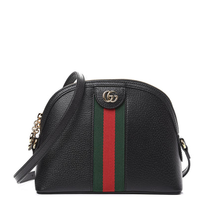 Gucci Calfskin GG Web Small Ophidia Dome Shoulder Bag Black 1 of 8
