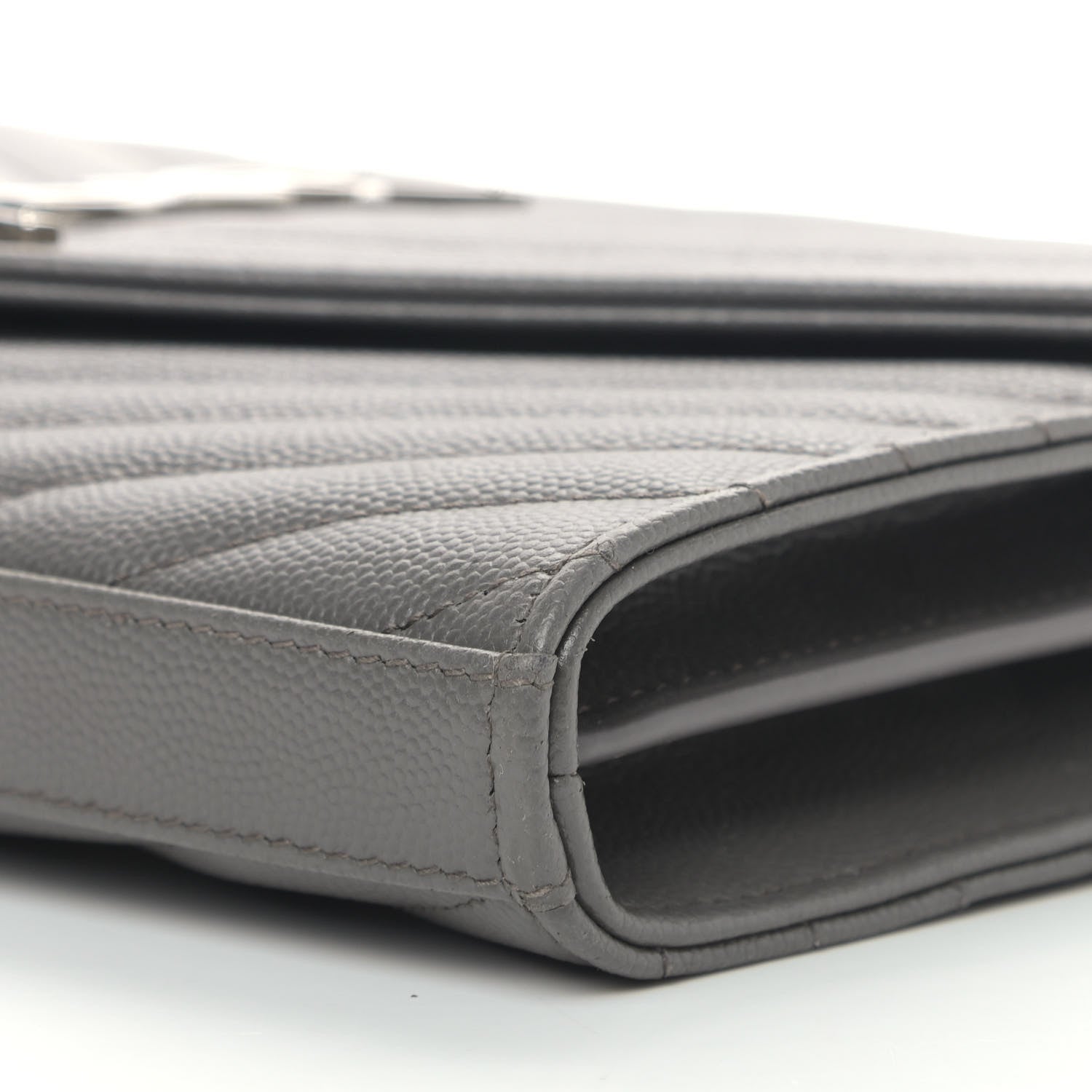 Saint Laurent Grain De Poudre Matelasse Chevron Monogram Chain Wallet Earth 9 of 9