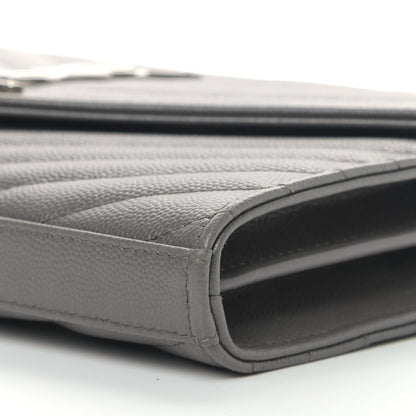 Saint Laurent Grain De Poudre Matelasse Chevron Monogram Chain Wallet Earth 9 of 9
